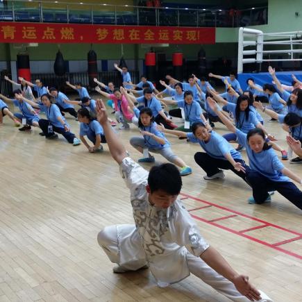 The students were visiting Beijing Shi Cha Hai Sports School to learn Chinese Wushu