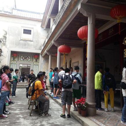 Students were visiting a Chaozhou-style theatre