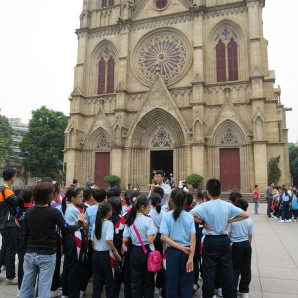 Students were visiting Sacred Heart Cathedral (Stone House)