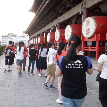 Students were visiting Drum Tower