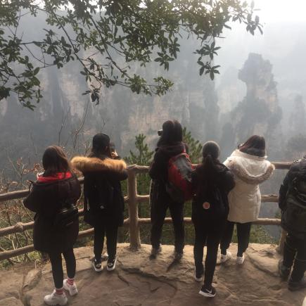 Students were visiting  natural landscape of Zhangjiajie.