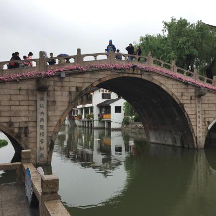 Students were visiting the Qibao ancient town