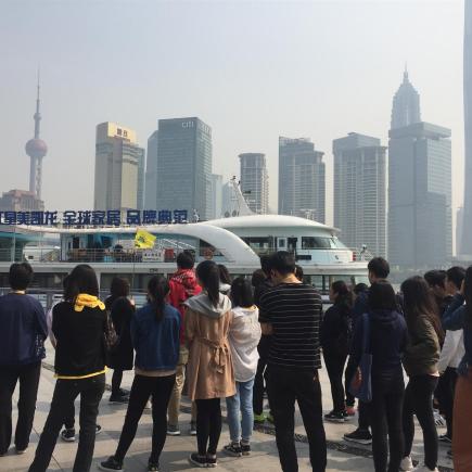 Students were visiting The Bund of Shanghai