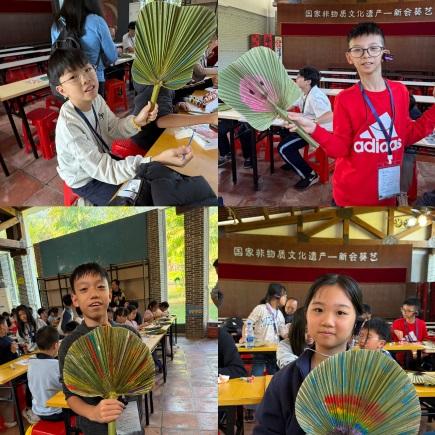 小小的扇面上繪滿學生的創意。